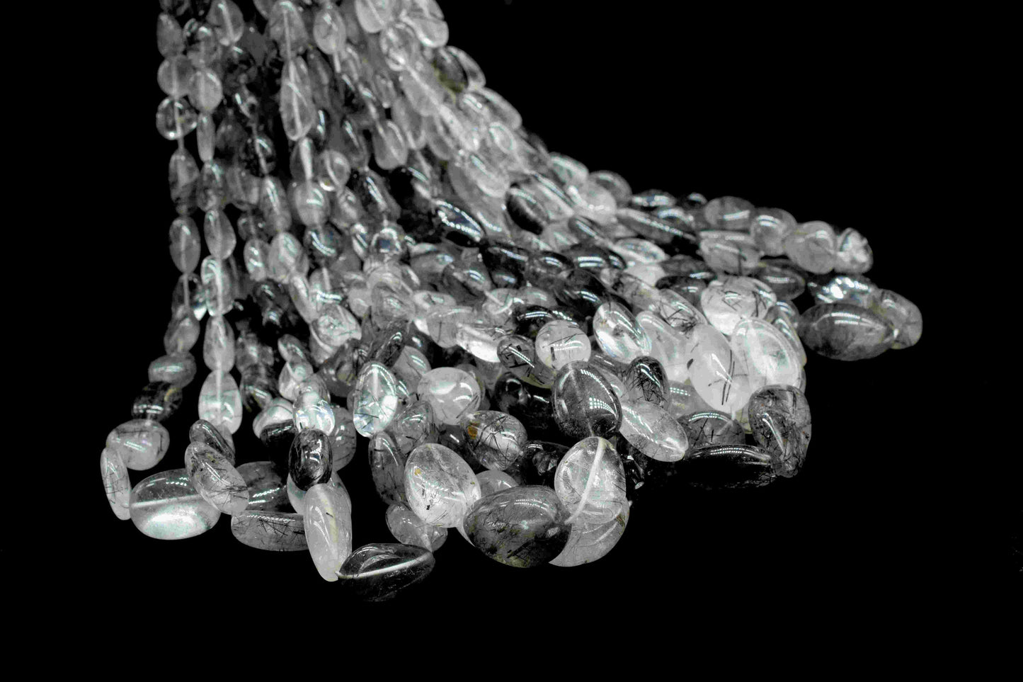 Black Rutile nugget Strand,Black Rutile Beads Jewelry,Gift,Black Rutile smooth nuggets,handmade Necklace,Oval Shape Gemstone Tumble Beads,