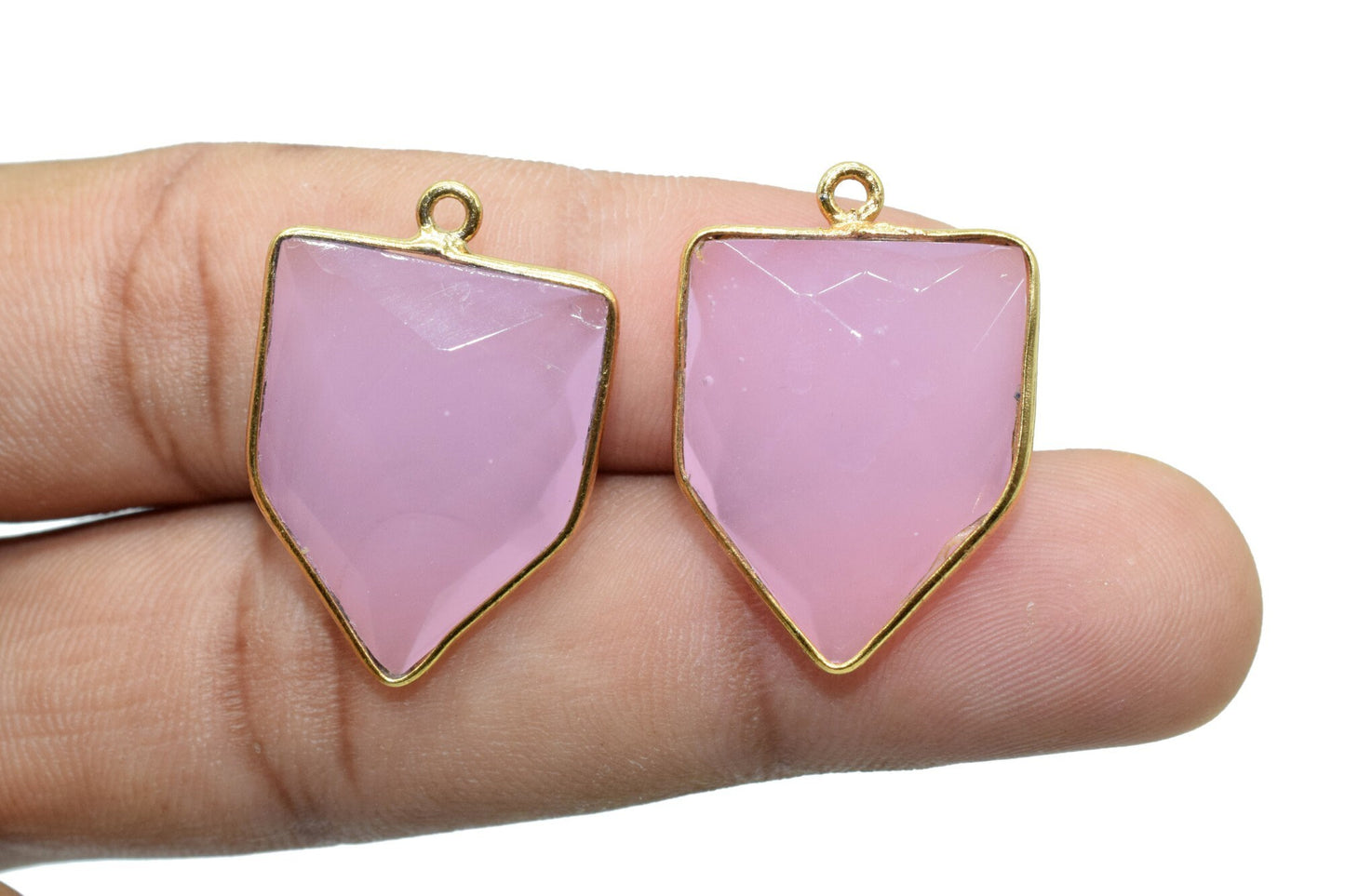 Pink Chalcedony 17x22mm Bezel charm,Pink Chalcedony pendant, Gold Plated bezel,Gold Vermeil Bezel,jewelry making charm,Gold-Filled bezel