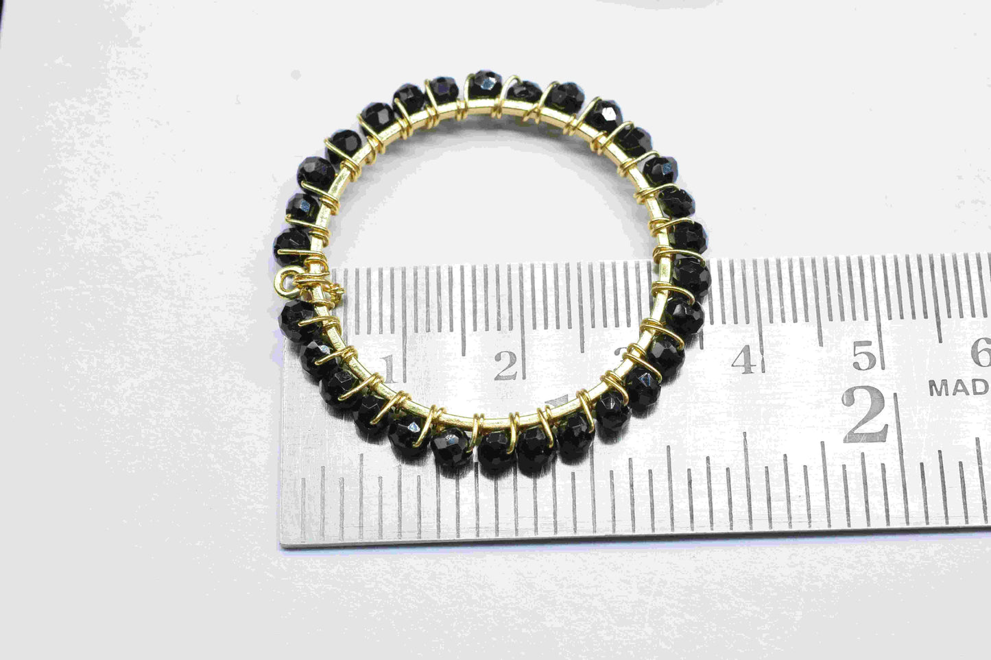 Black Onyx Wire Wrapped Dangle Connector,Circle Pendant Component,Handmade Earring,Beaded Hoops Earring,Finding Component Black Onyx Jewelry
