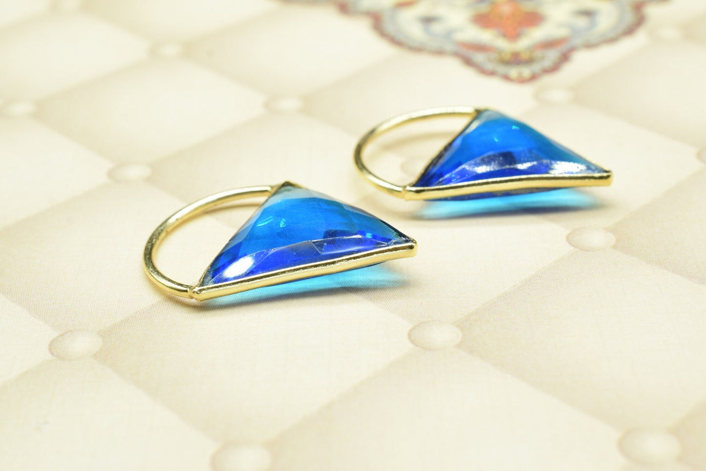 Blue Topaz  Connector, Triangle Shape Pendant Component,Handmade Connector, Triangle Shape Pendant,   pendant jewelry,