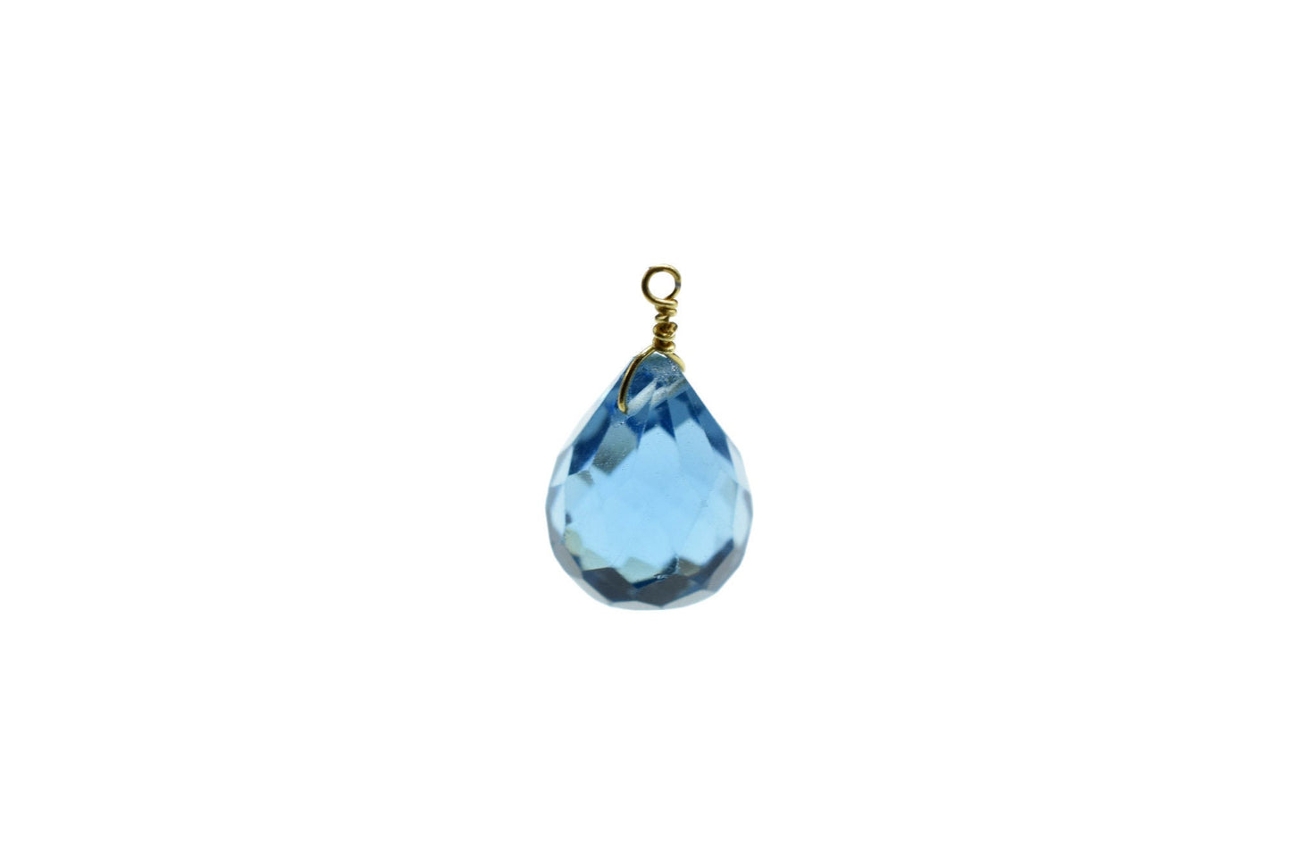 London Blue Topaz 10x14mm Drops Wire Wrapped Pendant,Wire Wrapped Gemstone Connector,L.B.T. Teardrop Briolettes,Jewelry Making Beads,Hanging