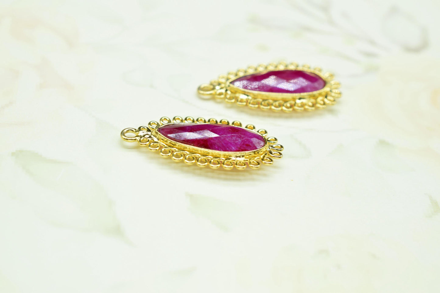 Ruby 8x20 Teardrop Bezel Charms,Wholesale Jewelry,Single Bail Pendant,Gemstone Brass Component,Handmade Jewellery Connectors,Gift