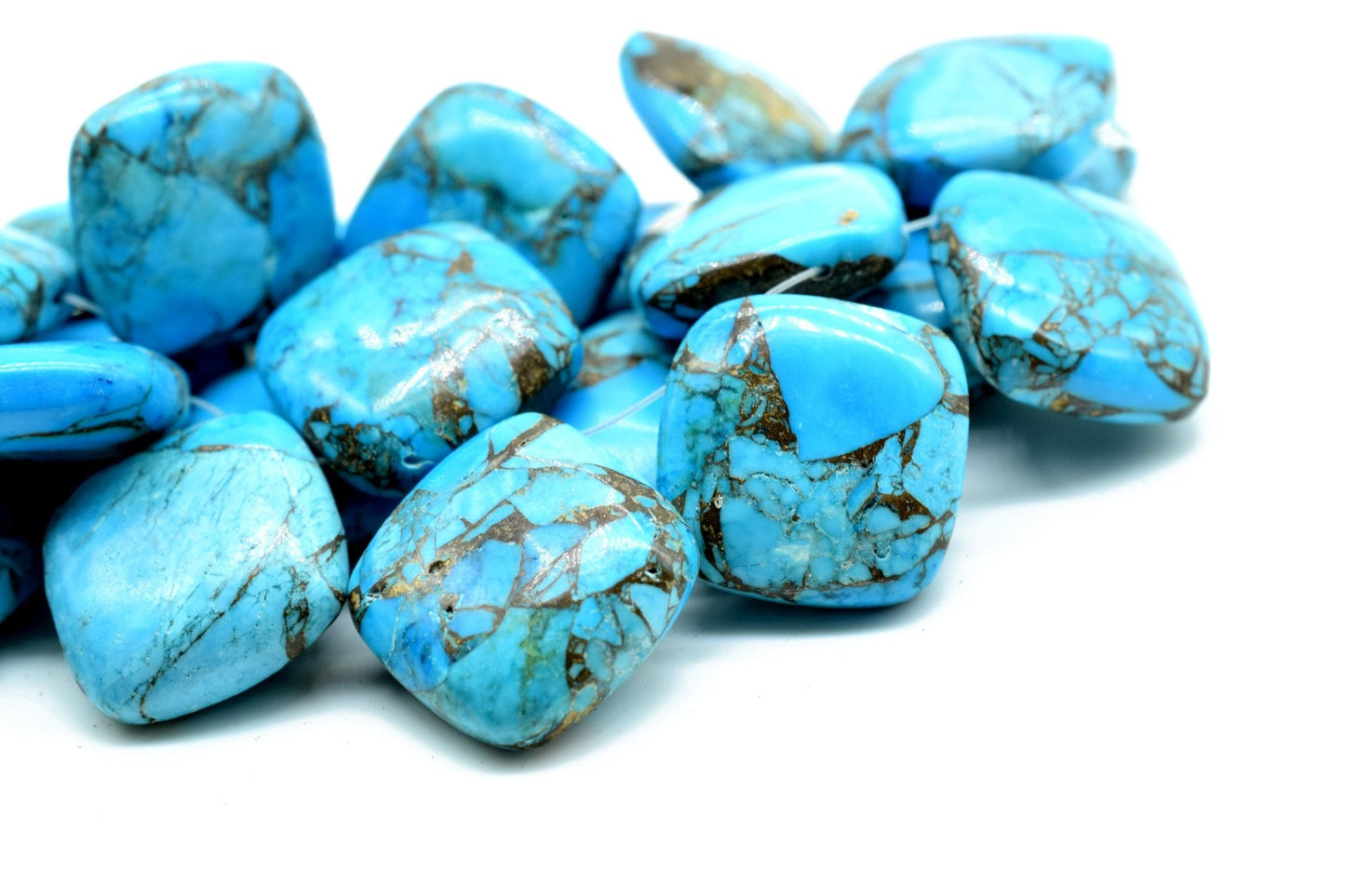 Copper Turquoise 14mm Smooth cushion beads,Calibrated Gemstones Briolette,cushion Shape Briolettes,Superb Item at Low Price,Turquoise Beads