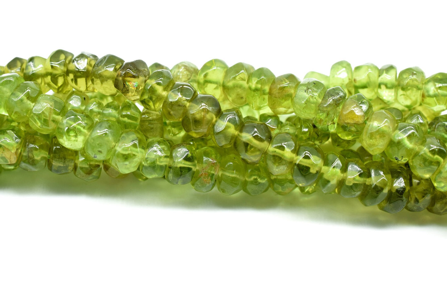 AAA Quality Peridot Smooth Faceted Beads 3mm to 5mm,Green Peridot Beads - Full Strand,Rondelle Beads -Peridot Beads,Wholesale Gemstone Beads