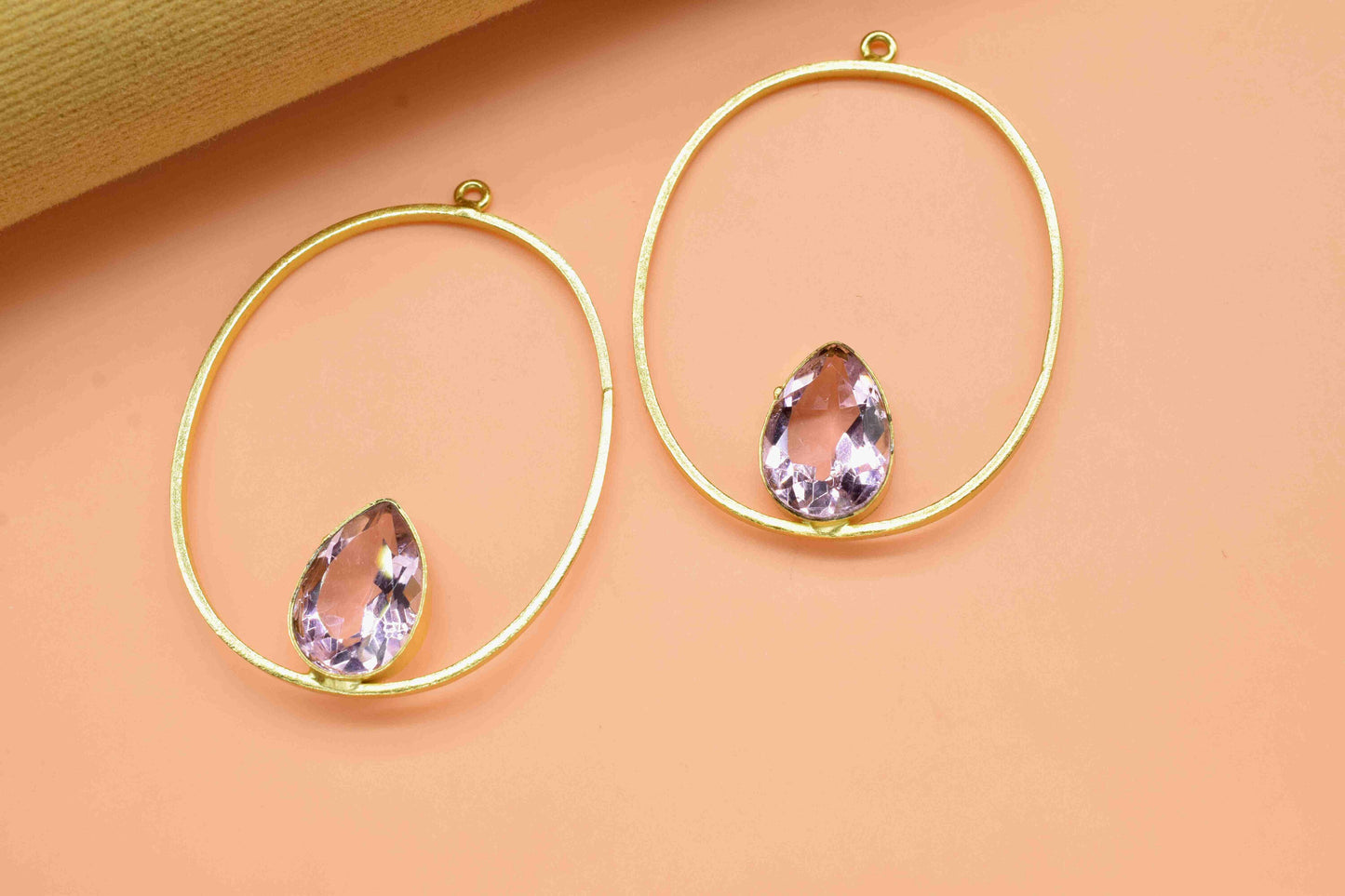 Pink Tourmaline Quartz 9x13mm Teardrop Shape Pendant, Finding Oval Shape Earrings, Component Earring,Finding Necklace Component Jewelry,Gift