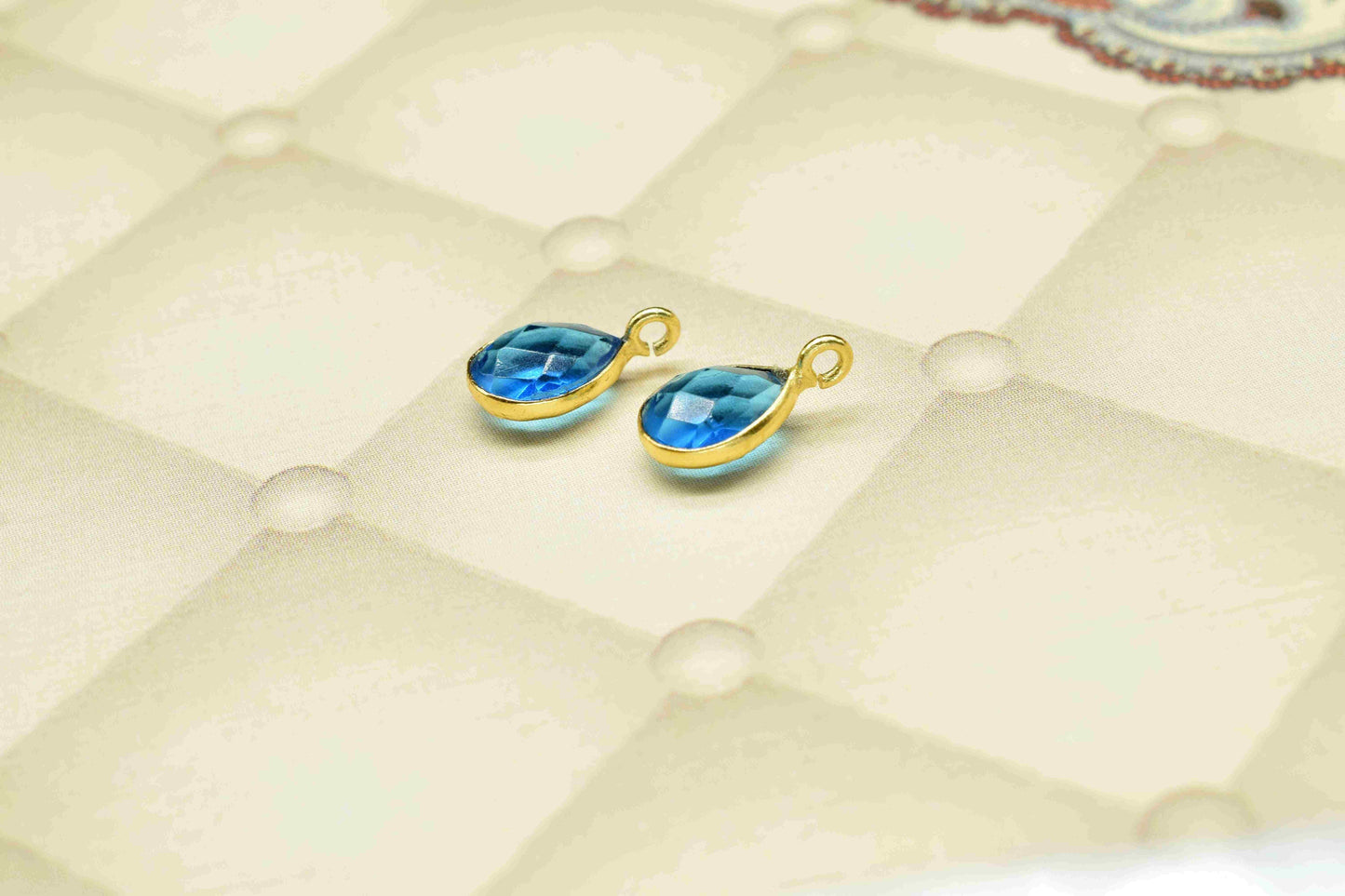 London Blue Topaz 6x8mm Teardrop Pendant,Blue Topaz Gemstone Component,Blue Topaz Necklace,Pendant Connector,London Blue Topaz Earring, Gift