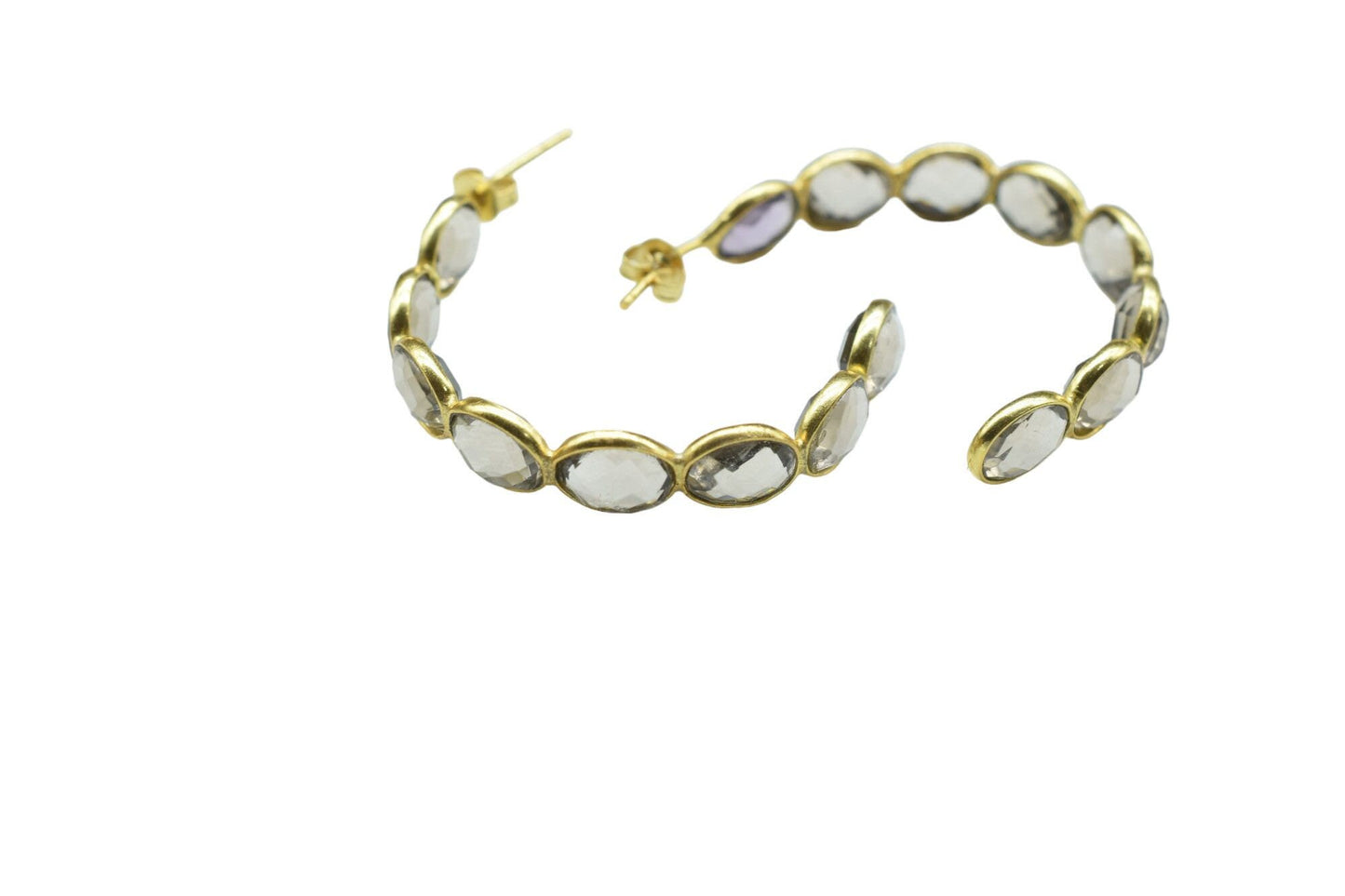 Amethyst Quartz Earring/Purple Gemstone Earring/Handmade Earring/Bridal Earring/Gold Plated Earring/Women Earring/Hoop Earring/B'day Gift