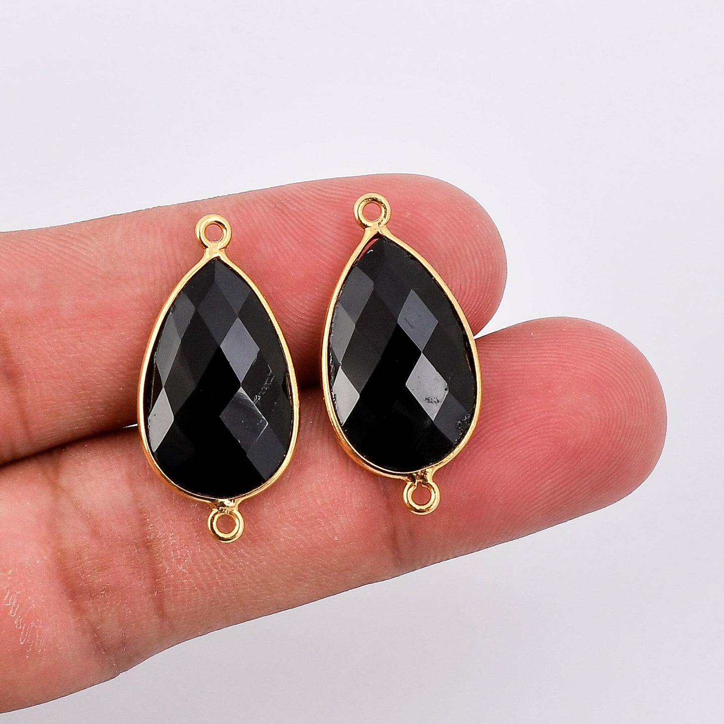 Black onyx 12x20mm Bezel charm,Black spinel Teardrop Gold Plated bezel,Gold Vermeil Bezel,jewelry making charm,Gold-Filled bezel,black bezel