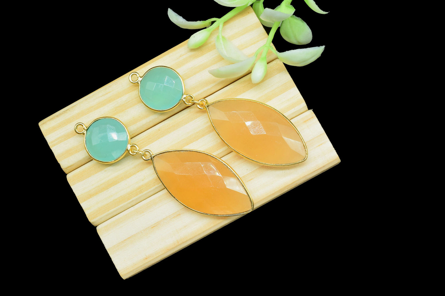 Yellow chalcedony Component pendant,Multi Gemstone Dangle Earrings,Necklace Connector,Handmade jewelry,Dangle pendant Charms,Aqua Connectors