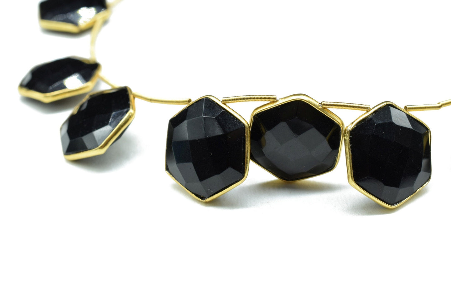 Black onyx 15mm Hexagon shape charms 9 pieces strand pack,Black onyx side drilled charms,Black onyx bezel,Gemstone Hexagonal Charm,Jewelry