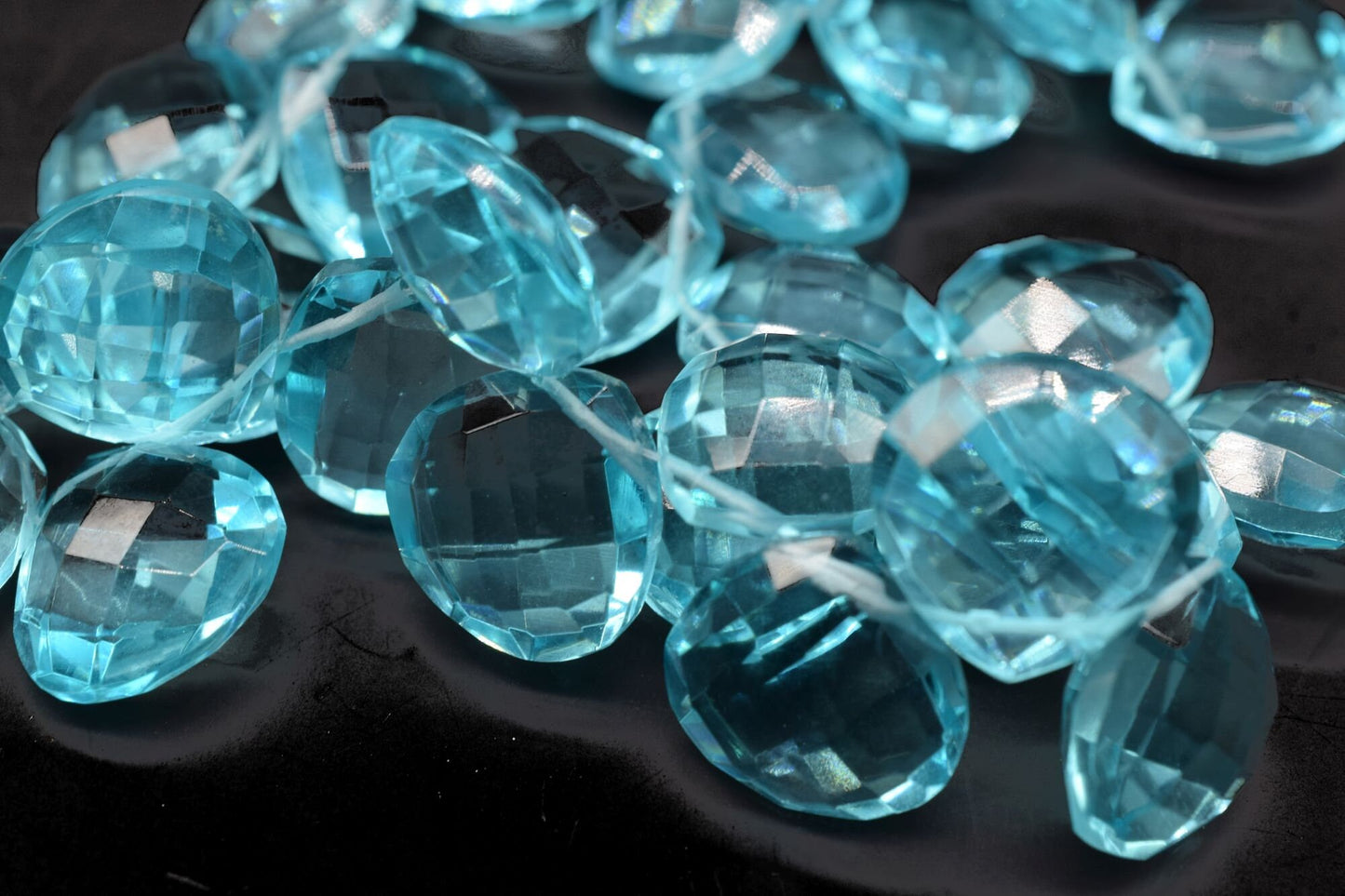 Blue Apatite Faceted 14mm Heart Shape Briolettes,Side drilled Briolette,Finest Apatite Briolette,Handmade Briolette, Birthstone briolettes,