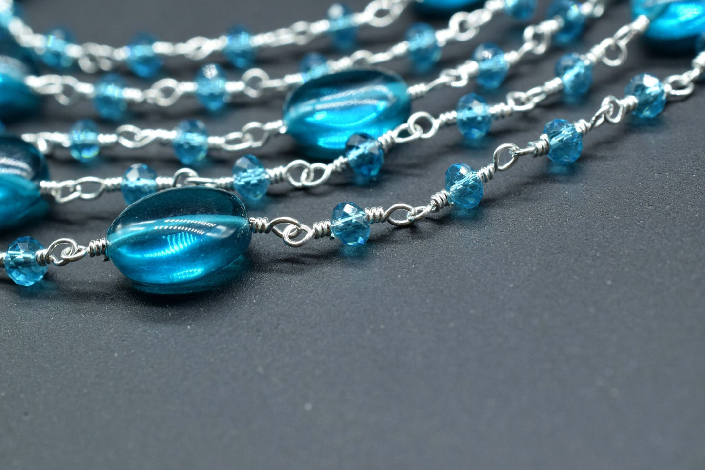 Neon Apatite Smooth Oval Shape Chain , Neon Apatite Silver Wire Plated Rosary Beaded Chain,Chain Per Foot,Gemstone Beads,Rosary Beaded Chain