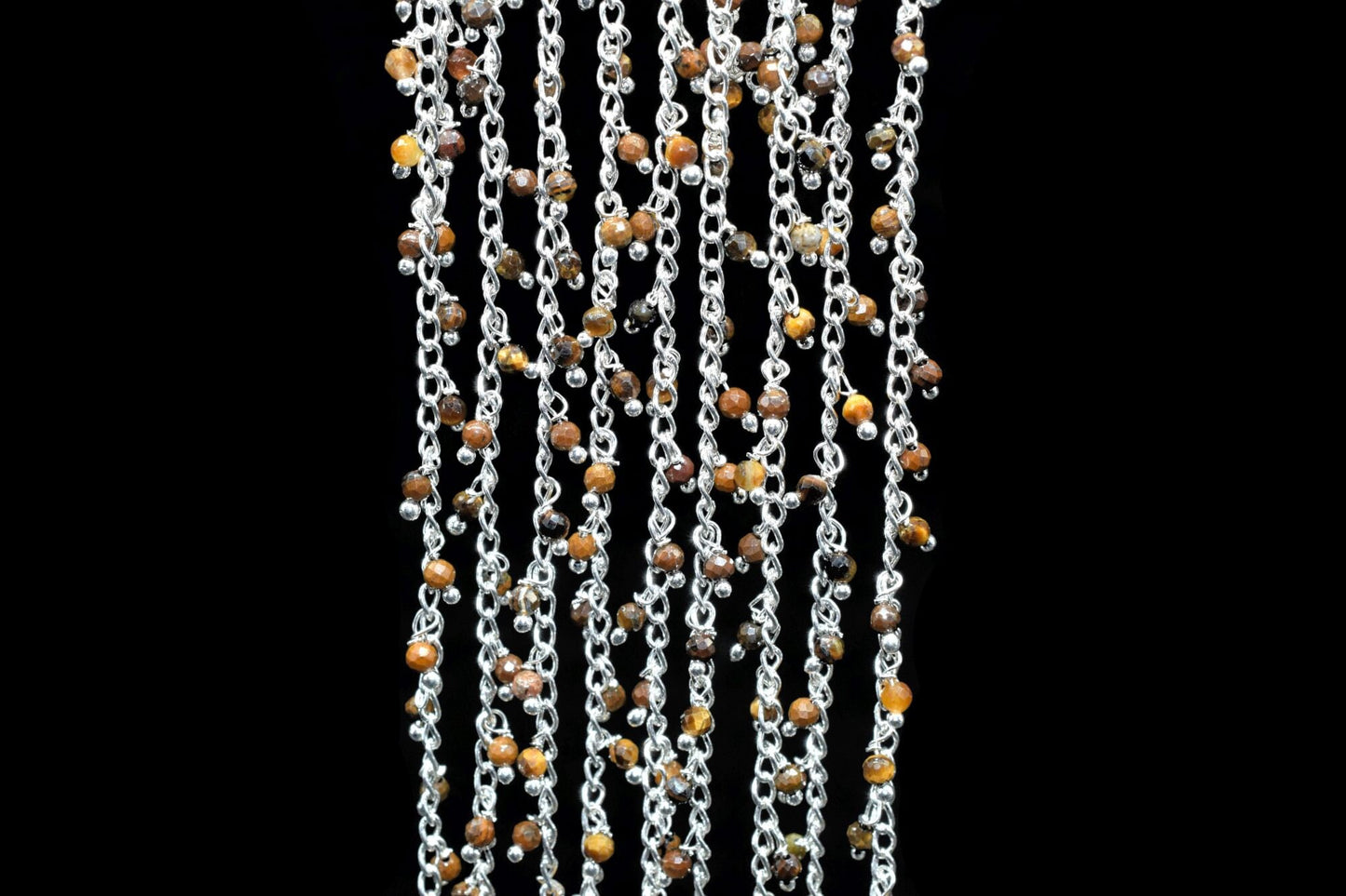 2mm Tiger Eye Cluster Rosary,Tiger Eye Beads Rosary Chain,Wire Wrapping Gemstone Chain,2mm Rondelle Beads Rosary,Gemstone Rosary Roll,