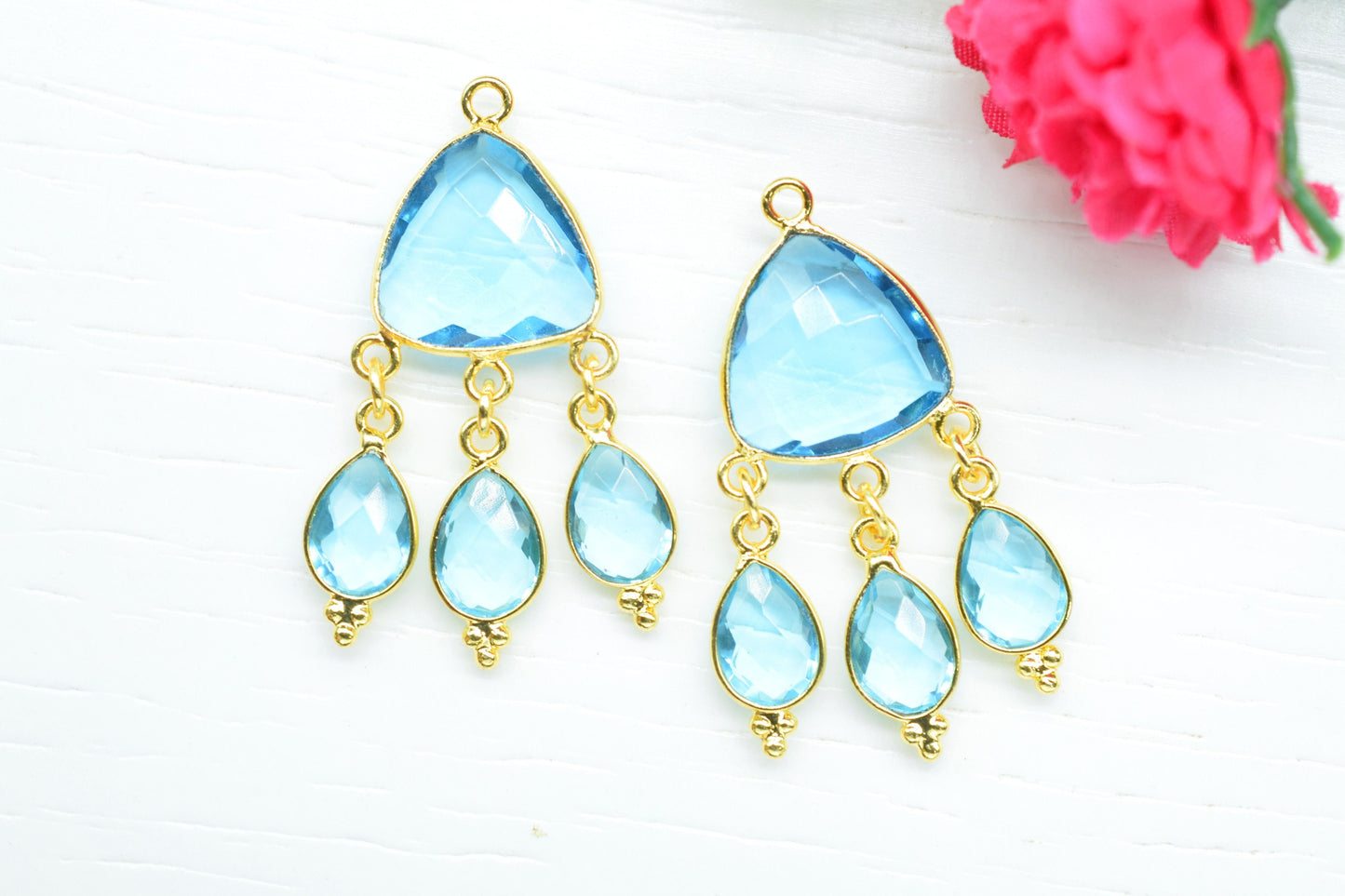 Sky Topaz Bezel Charms Connector/Dangle/Connector Bezel Jewelry/Connector/Station Bezel Link Pendant/Handmade Jewelry/Women jewelry/Gift