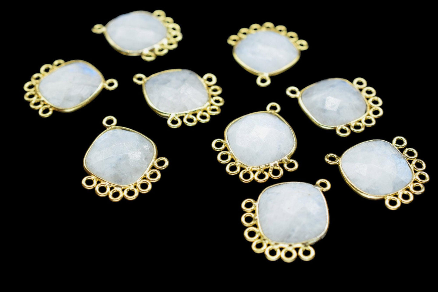 Moonstone 14mm Cushion Bezel Charms/Gemstone Single Bail/Component charm/Handmade Jewellery Connectors/Women Jewelry/Handmade Connector