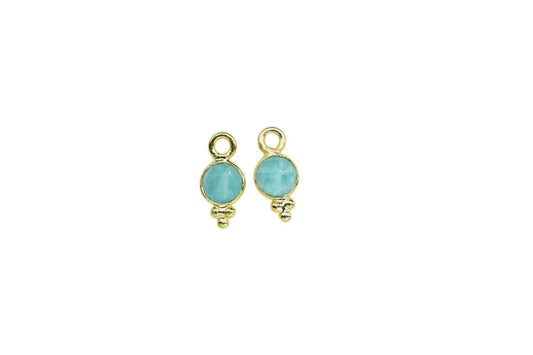 Amazonite Charms Connector/Handmade Jewelry/Gold Plated Connector/Tiny Pendant/Amazonite Pendant/Round Shape Connector/Gemstone Charms/Gift