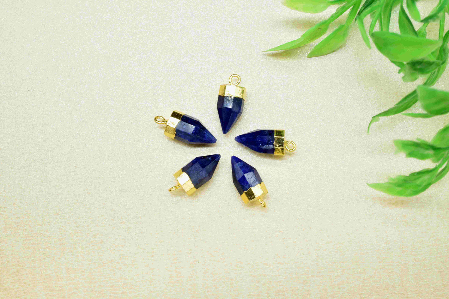Blue Sapphire Pointed Pendant,Gold Vermeil Tiny Point Pendants,Statement Pendant,Pencil Connector,Gemstone Pendant,Handmade pendant Jewelry