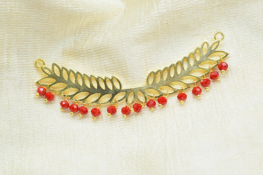 Ruby Quartz Beads Dangle Charms,Wedding Hair Vine Connectors,Gemstone Leaf Pendant Necklace,Component Leaf Charms,Handmade jewelry,Gift