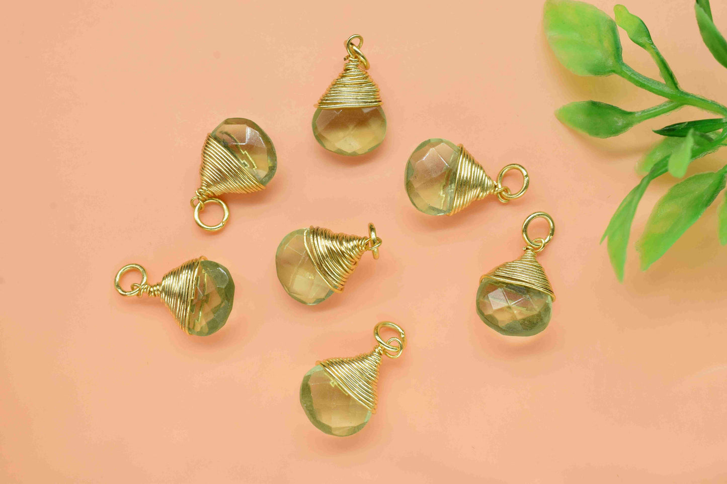 Green Amethyst Heart Faceted Connector, Wire Wrapped Gemstone Pendant, Loop Connector,Wire Wrapped Necklace,Green Amethyst 10mm Heart Shape,