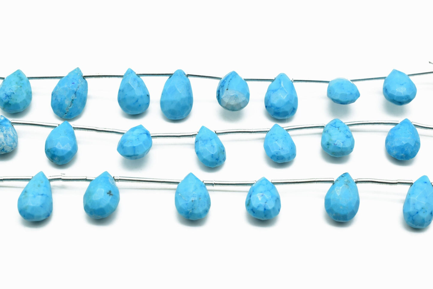 Natural Turquoise Drop Shape Briolettes,Turquoise teardrops,Genuine Turquoise-Faceted Pear Shape Briolette,Turquoise 7x10mm TearDrop shape