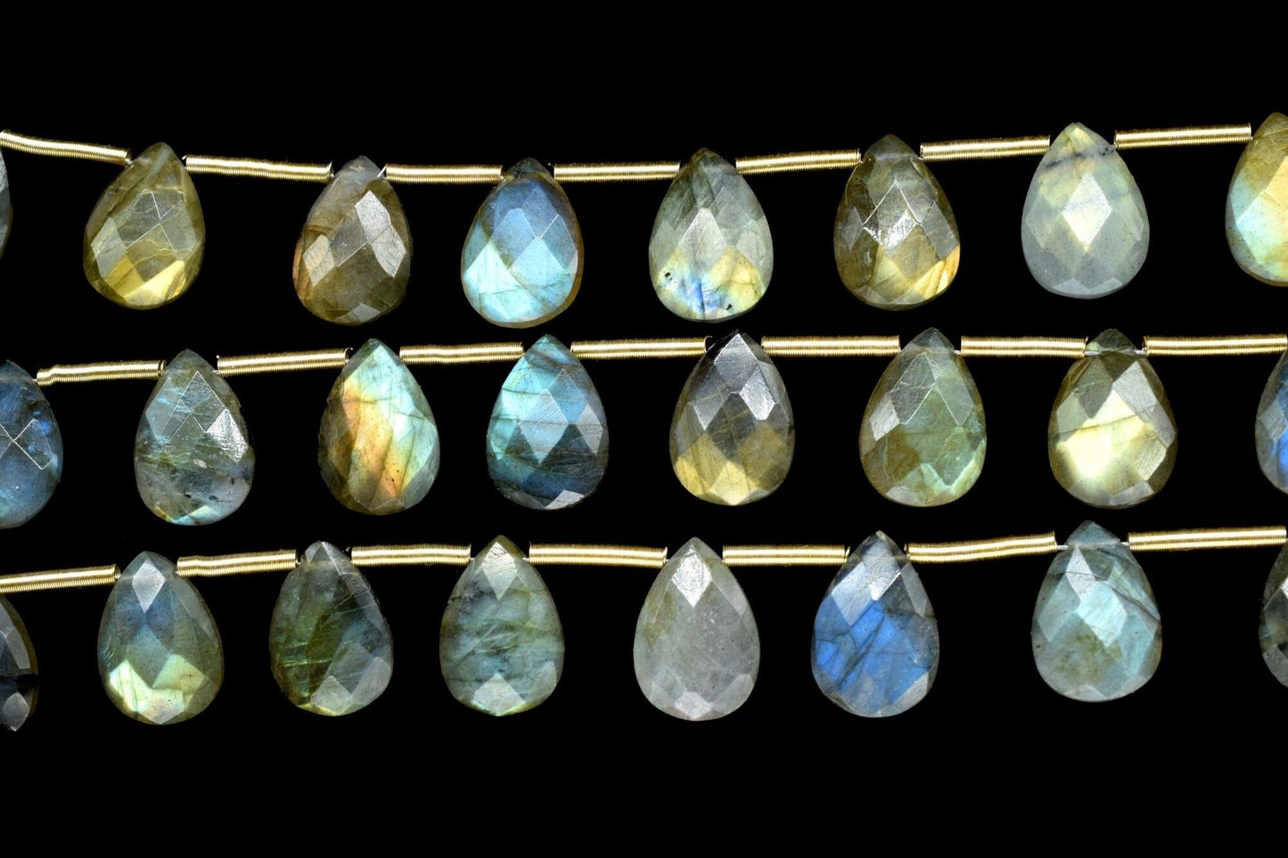 Labradorite Faceted 9x13mmTeardrop Briolettes,Gemstone Teardrop Bead,Labradorite Strand Jewelry Making Supplies,Labradorite Teardrop jewelry