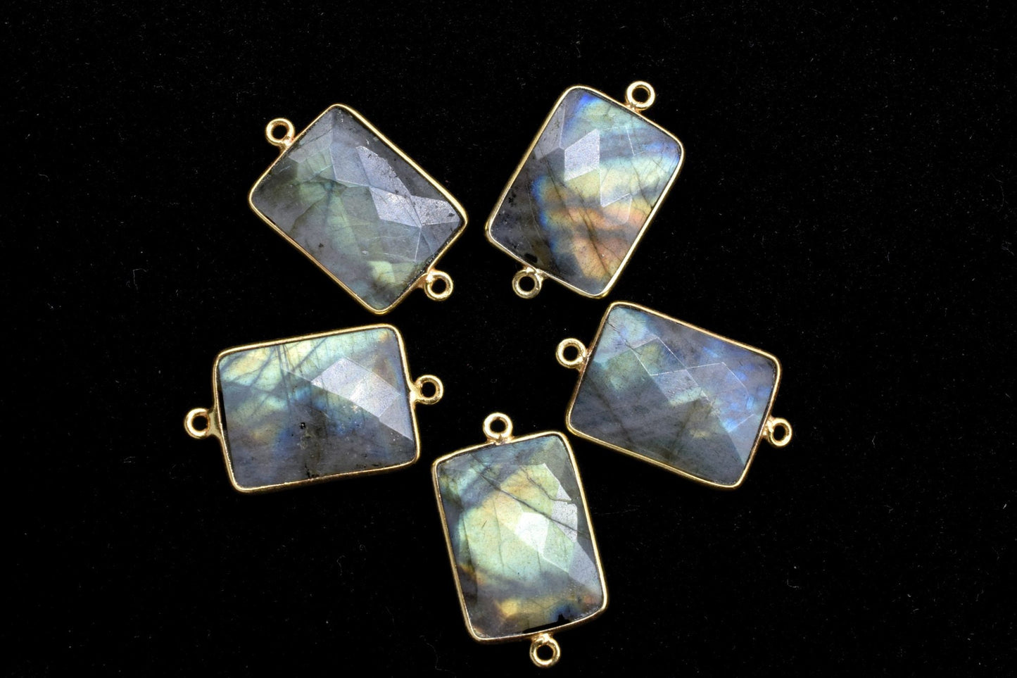 Labradorite 15x20mm Rectangle shape double bail charm,labradorite Stone Pendant Charm,Labradorite Double Bail Connectors,Cushion Shape charm