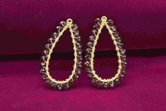 Amethyst Wire Wrapped Earring,Gemstone Component,Handmade Earring,Dangle Earring Component,Findings Earring Component,Connector Jewelry,Gift