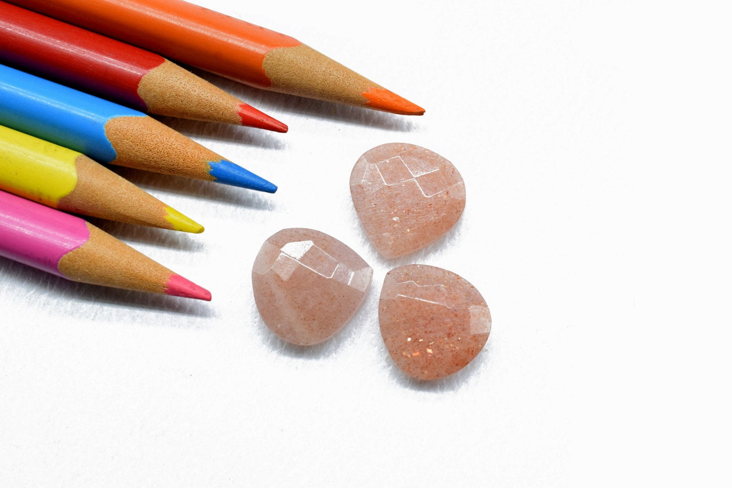 Peach Moonstone Heart 14mm Shape Briolette,Natural Peach Moonstone  faceted Heart  Beads,Beads Strand,Gemstone Beads,loose gemstone beads