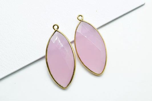 Rose Quartz 15x30mm Marquise shape single bail connector,Rose Quartz Brass Gold Plated bezel,Rose Quartz Connector,Rose Quartz Bezel Pendant