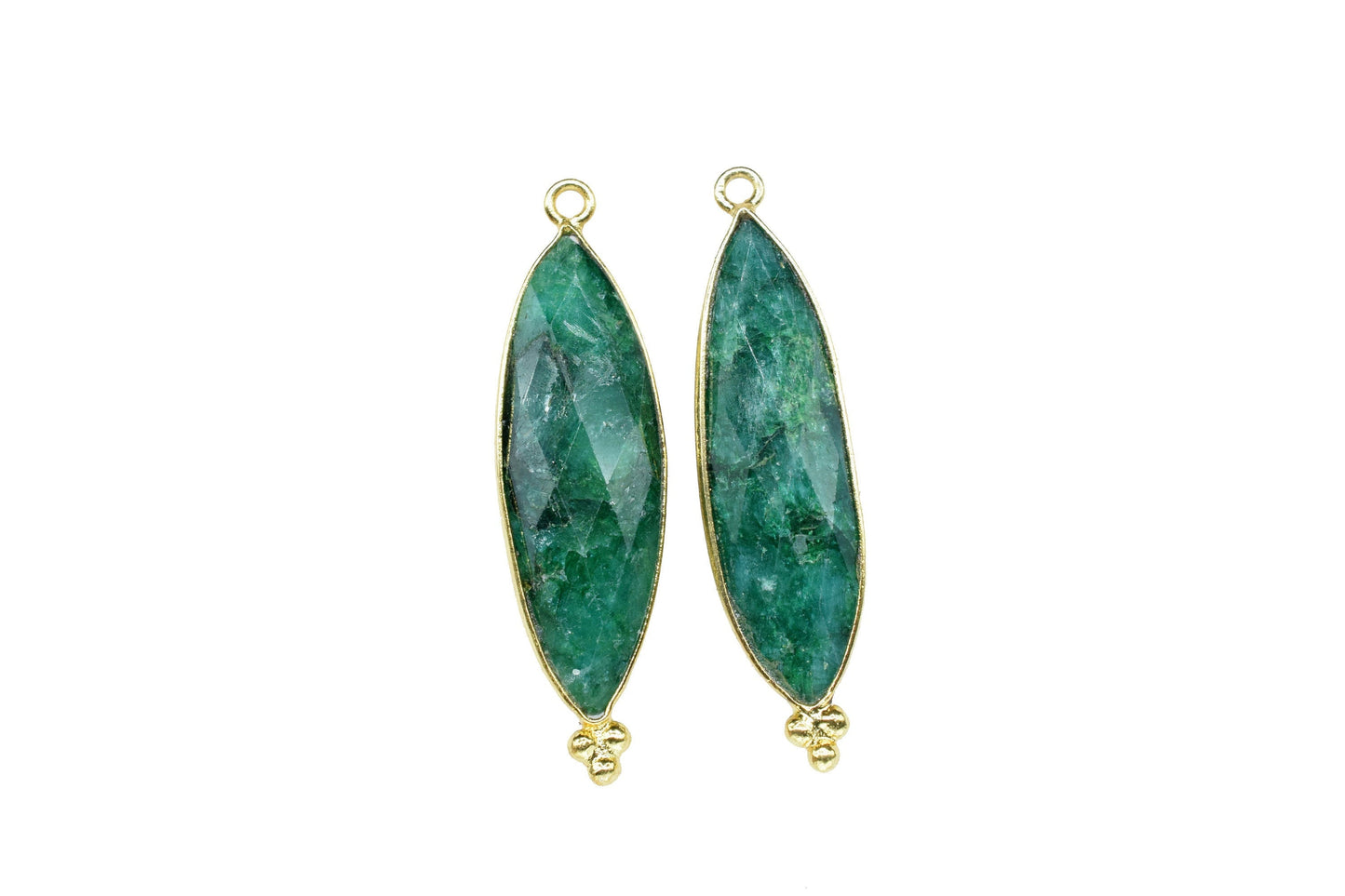 Natural Emerald 10x30mm Bezel charms,Station Bezel Link Jewelry Supplies,Emerald jewelry,marquise Shape Pendant,Emerald Gemstone Connectors