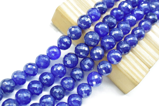 10mm Natural Blue Sapphire Round Beads,Sapphire Faceted Round Balls,Gemstone Round Balls,Sapphire Faceted Beads Strand,Jewelry Making Beads