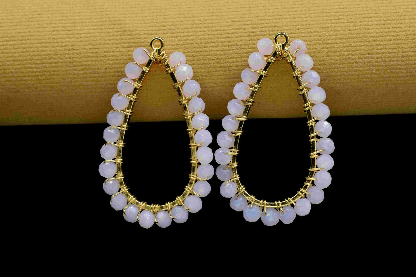 Pink Chalcedony Beaded Earring,Gemstone Components,Handmade Earring,Dangle Earring Components,Findings Earring Components- Connector Jewelry