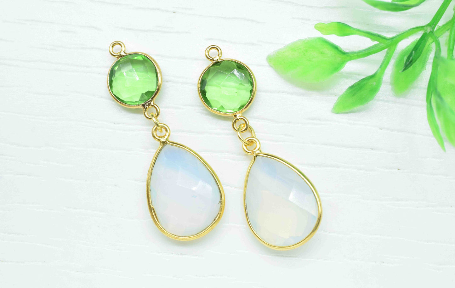 Opalite Dangle pendant Charms,Multi Gemstone Dangle Earring,Handmade jewelry,Green Amethyst pendant Connectors,Station Link,Earring jewelry