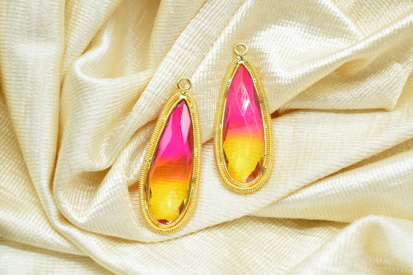Ametrine 10x30mm Charms,Gemstone Bezel connector,Single Bail Pendant Charm,Handmade pendant Jewelry,Teardrop Charms connector,Bday Gift