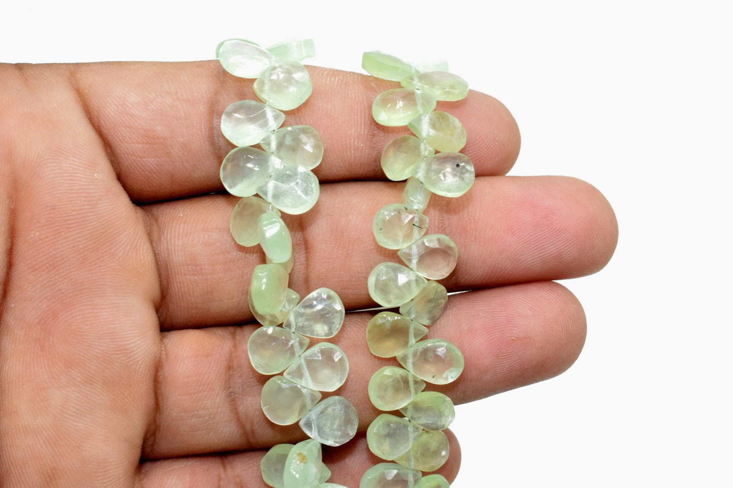 Prehnite Faceted Pear Shape,7x10 mm Prehnite teardrop,Prehnite Briolette,Green Prehnite beads,Prehnite pear shape strand,braclet making bead