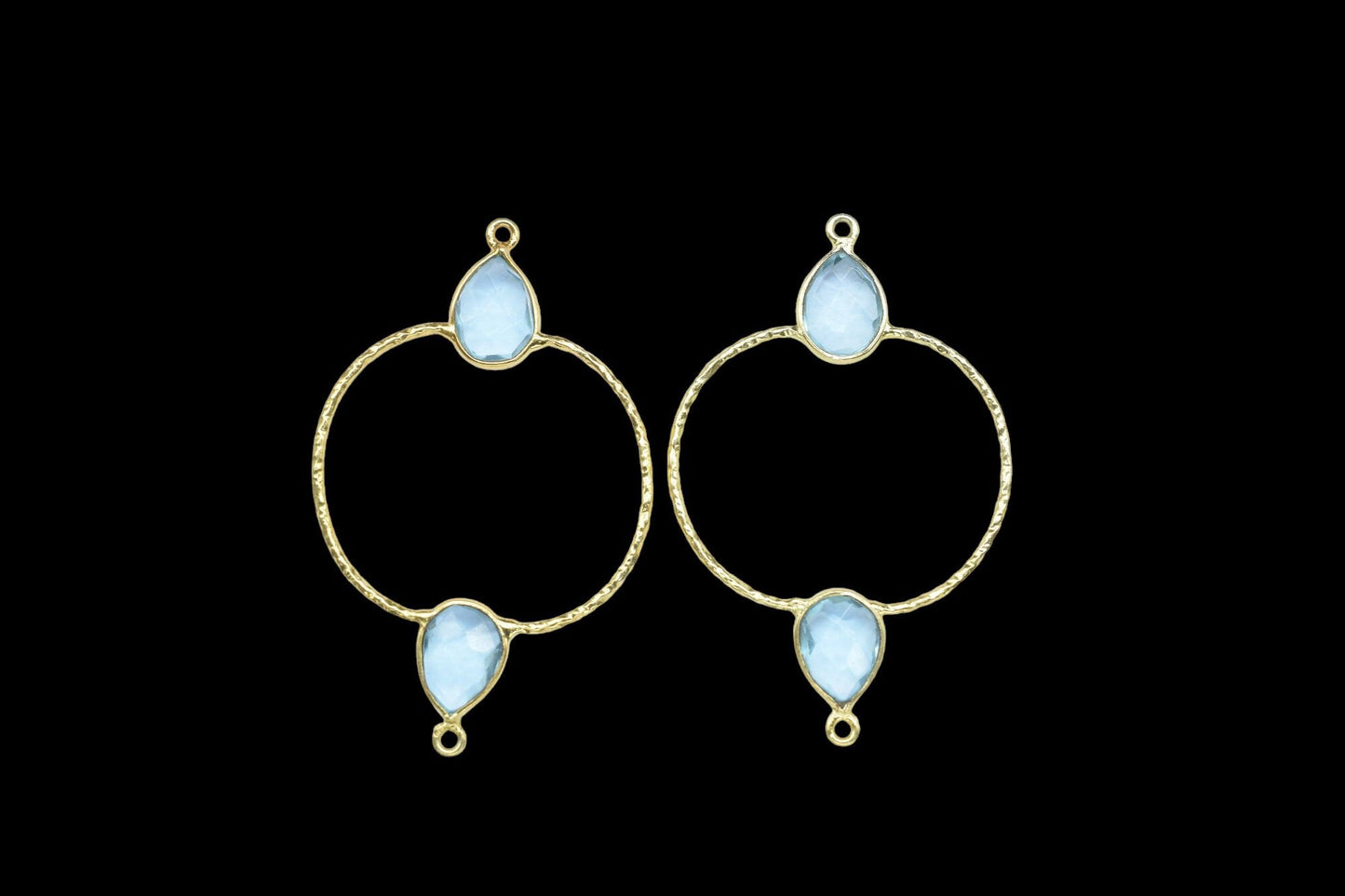 Sky Topaz Double Bail Bezel Connector,Topaz jewellery,Pear Shape Gold Plated Bezel Connector,Gemstone Jewelry,unique Bezel,Gemstone Earrings