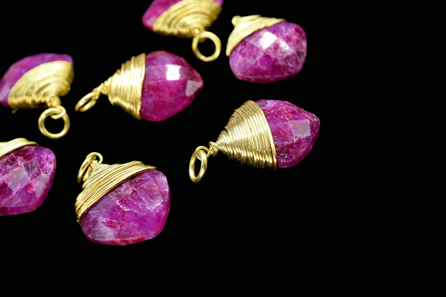 Natural Ruby Square Faceted Connector,Gemstone Wire Wrapped Pendant,Loop Connector,Pendant Jewelry,Wire Wrapped Necklace,Ruby Jewelry,Gift