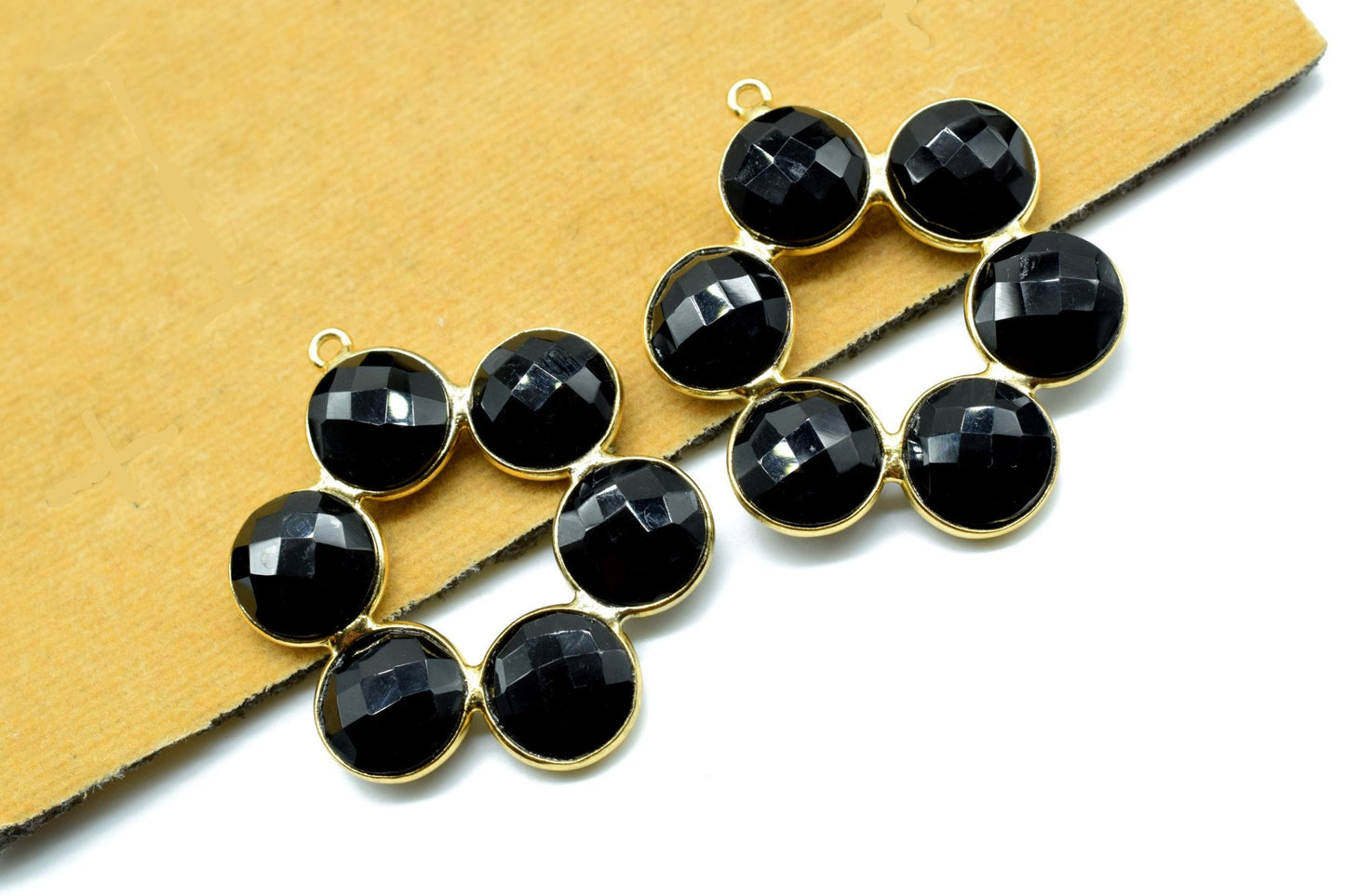 Black Onyx Attached Bezel Connetor,Attached Bezel Earring,Black Onyx Pendant,Black Onyx Earring,Charm Pendant,Jewelry Making Accessories ,