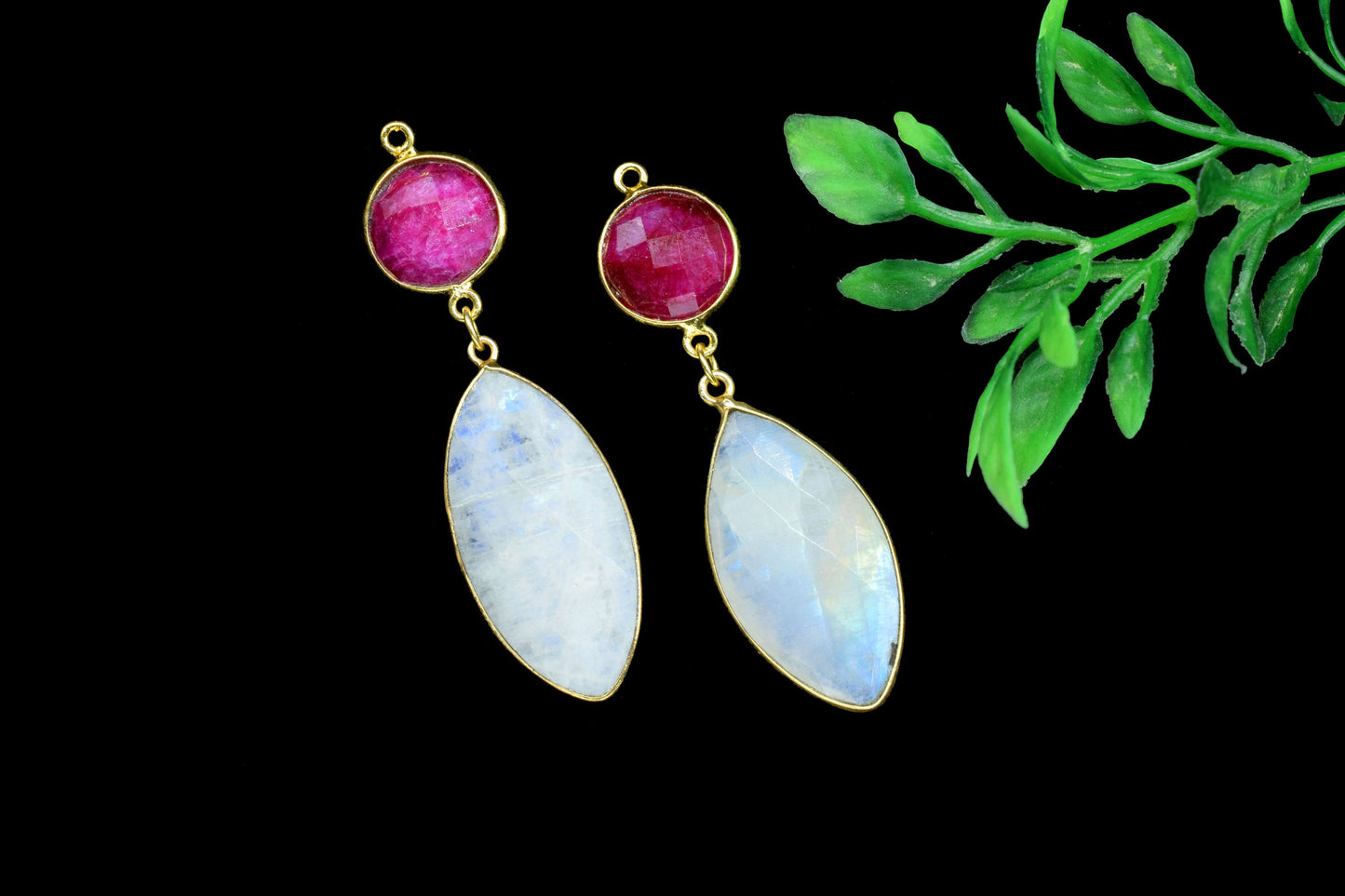 Ruby Component pendant,Dangle pendant Charms,Multi Stone Dangle Earring,Necklace Connector,Rainbow Gemstone Connectors,Handmade jewelry Gift