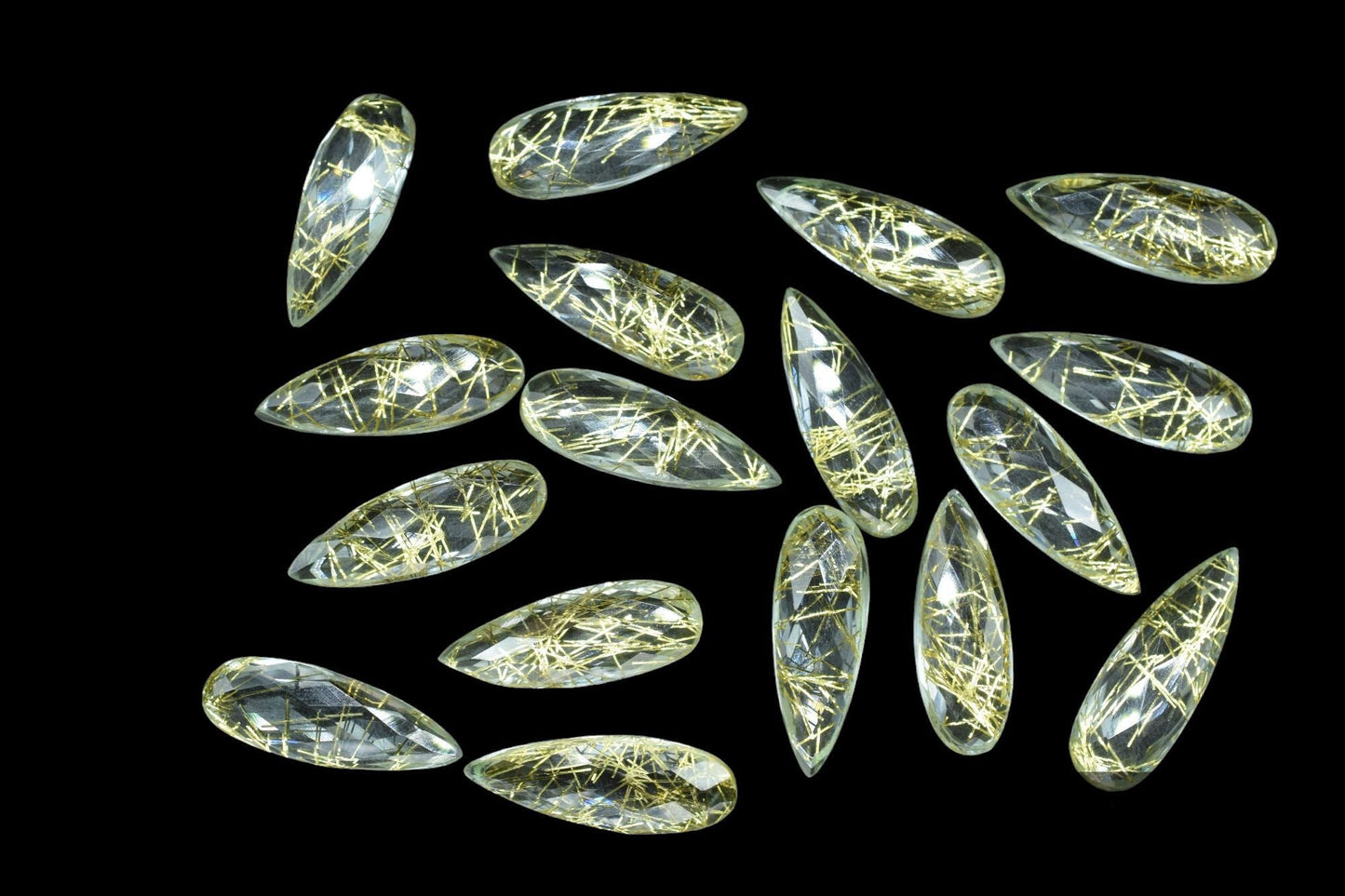 Golden Rutile Quartz Faceted 10X30mm Pear Shape Briolettes,Rutile Faceted Teardrop,Golden Rutilated Quartz Teardrop Briolettes,Gemstone Bead