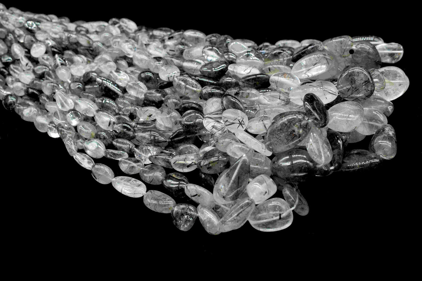 Black Rutile nugget Strand,Black Rutile Beads Jewelry,Gift,Black Rutile smooth nuggets,handmade Necklace,Oval Shape Gemstone Tumble Beads,