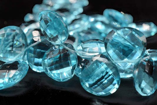 Blue Apatite Faceted 14mm Heart Shape Briolettes,Side drilled Briolette,Finest Apatite Briolette,Handmade Briolette, Birthstone briolettes,