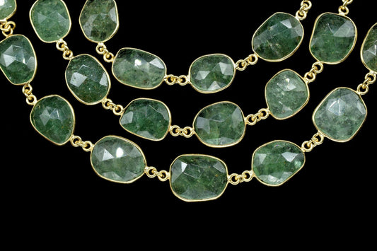 Green Strawberry Faceted Bezel Connectors, Green Quartz Bezel Chain, Free Size Gemstone Connector Jewelry, Green Quartz Bezel Jewelry Making