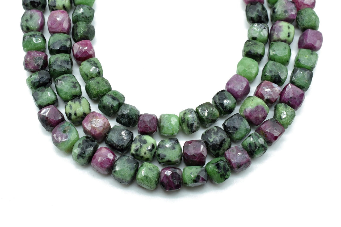 Ruby Zoisite 7 to 8mm faceted Cube Beads,Ruby Zoisite Box Bead,Ruby Zoisite briolette,Ruby Zoisite Eye 3D Cube Box 8" strand,jewelry beads