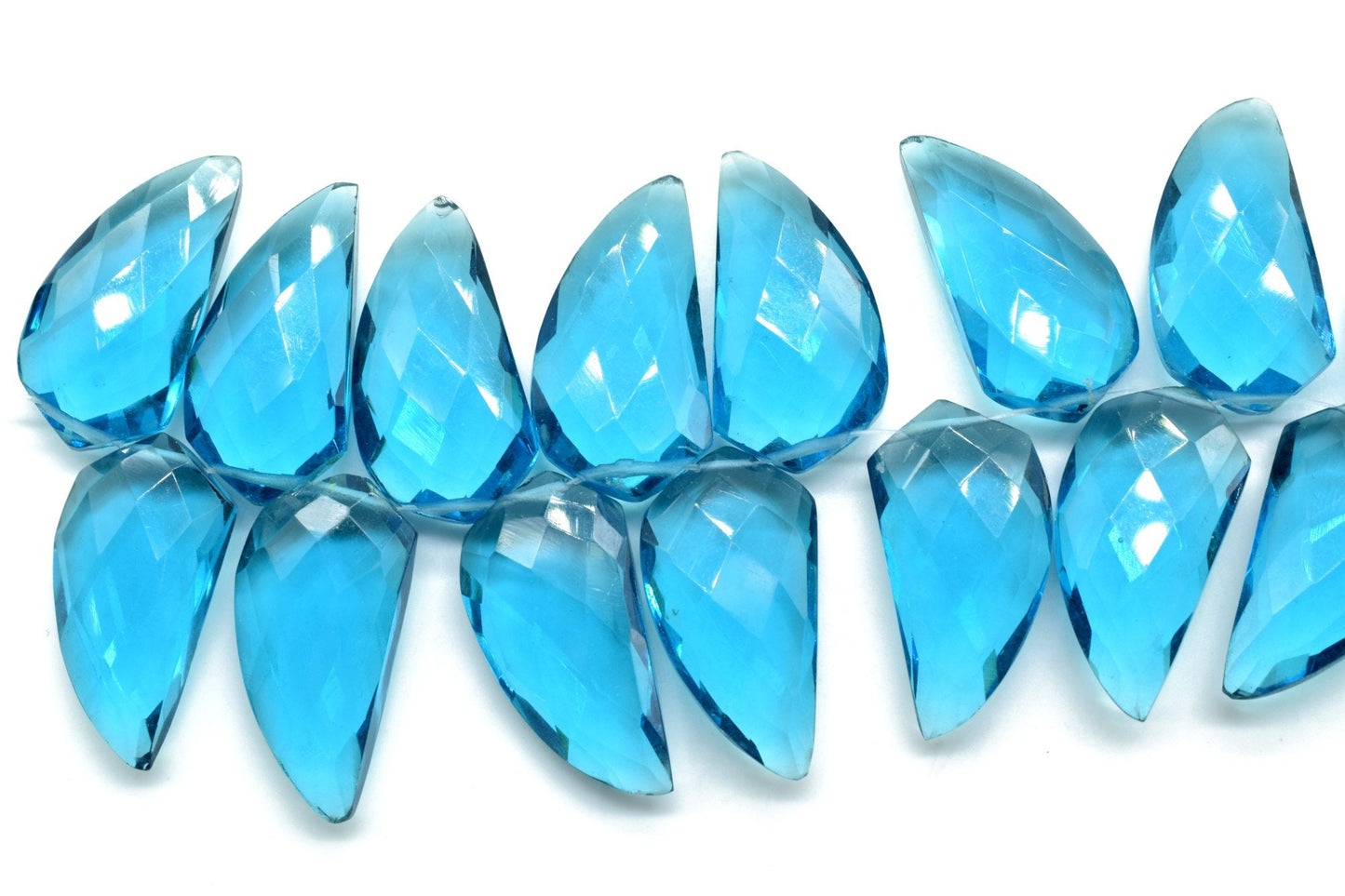 Sky Topaz 10x20mm Horn shape beads,Shark Tooth Shape faceted beads, jewelry supplies,Gemstone Briolettes,Top Quality Briolettes,Topaz Beads