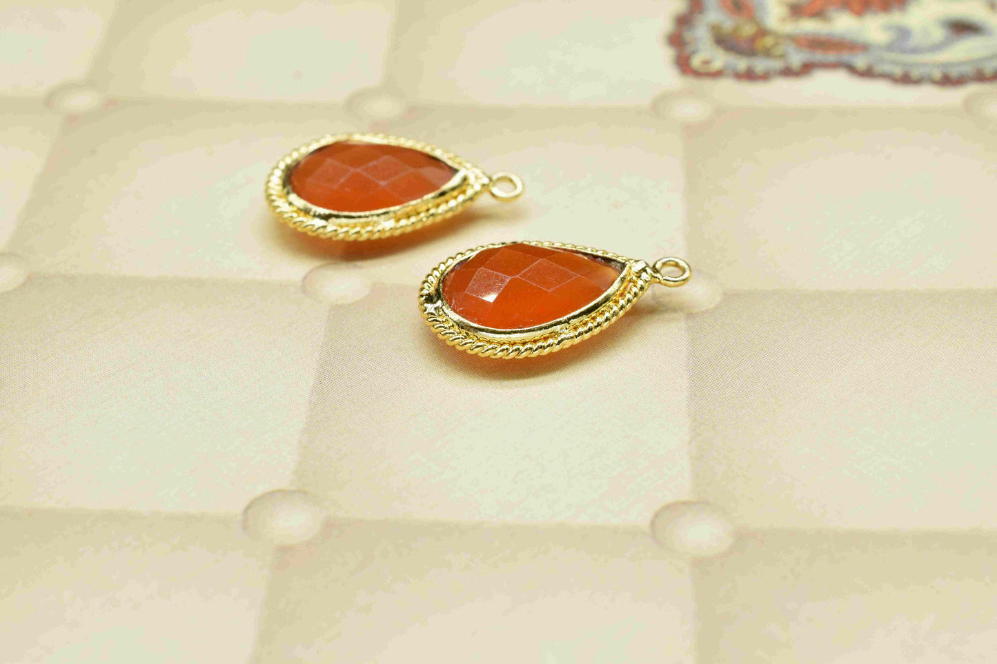 Carnelian Gemstone Teardrop Shape Charms,Carnelian 9x13mm Single Bail Connector Jewelry,Pear Shape Pendant,Gemstone Bezels Charms Jewellery