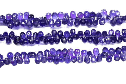 Amethyst Briolettes Faceted Drops Shape, Gemstone Drop Briolettes, 4.5x7mm To 5x8.5mm Purple Amethyst Gemstone Briolettes, Gemstone Jewelry