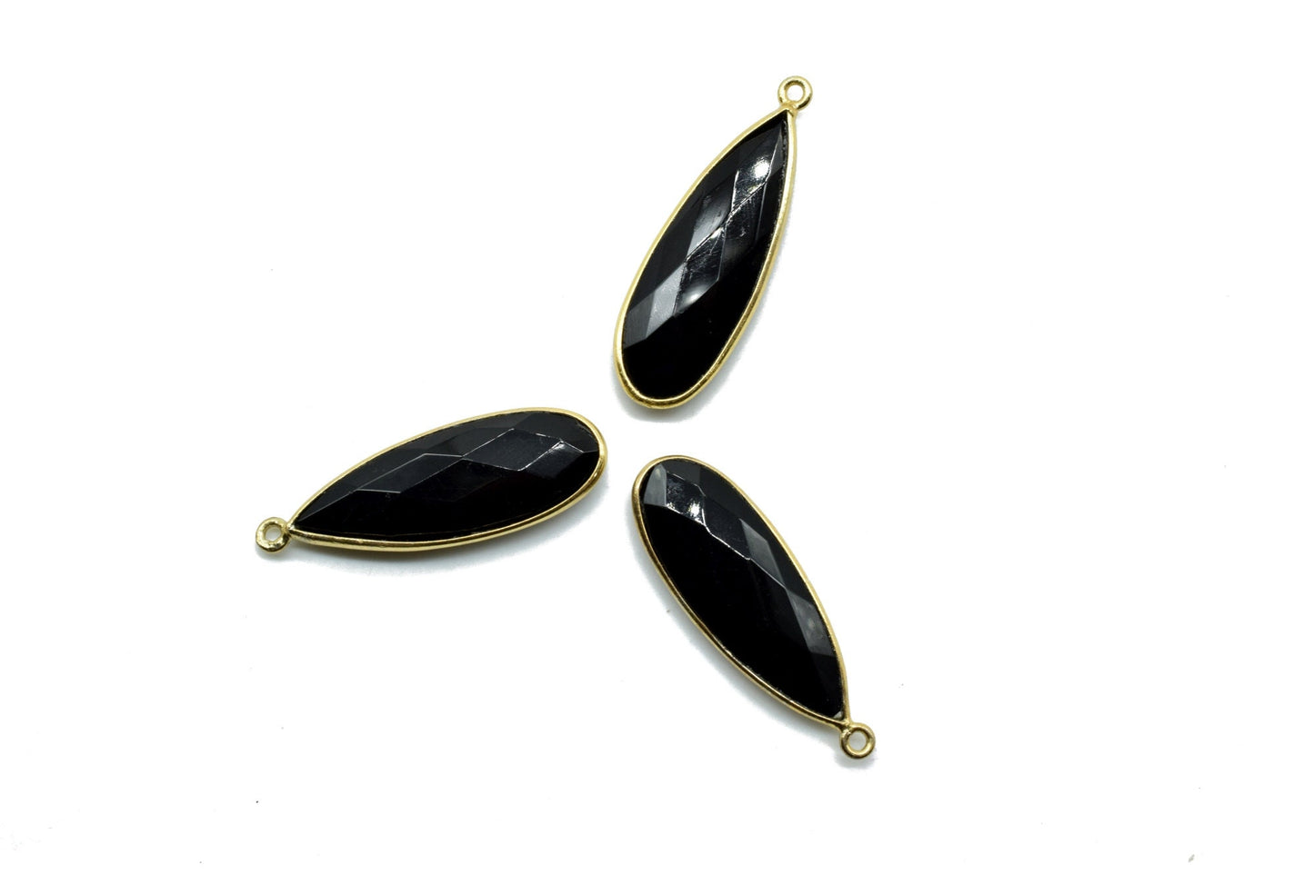 Black Onyx 10x30mm Teardrop Charm,Single Bail Charm Pendant,Teardrop Pendant,Faceted Black onyx,Gemstone Charm,Gemstone Pendant,Dainty Charm