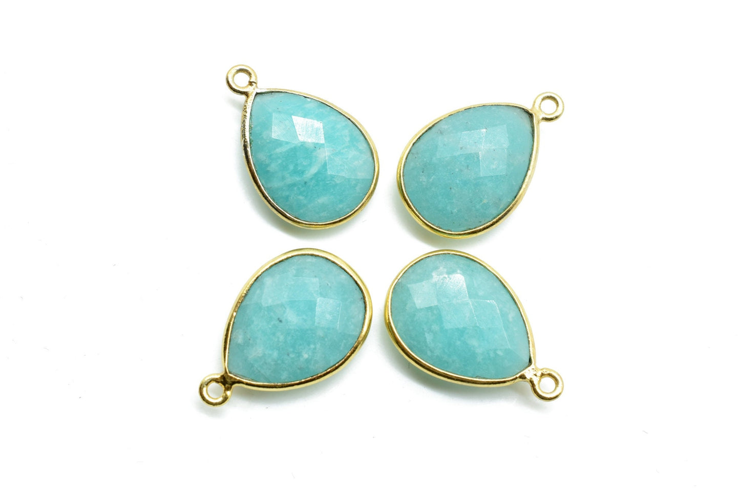 Amazonite 12x16mm Bezel charm,Amazonite Teardrop pendant,Amazonite Faceted Bezel Link Connector,Amazonite Bezel charms
