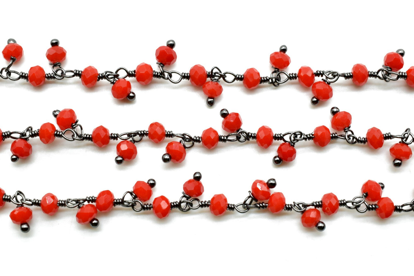 Red coral Cluster Rosary Chain,Handmade Jewelry Making Wire Wrapped Beaded Chain By Foot For Necklace,Exceptional Coral CLUSTER Rosary chain